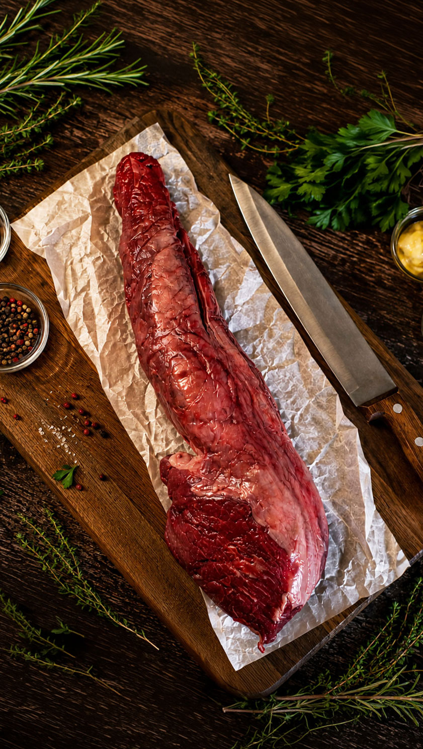 Certified Irish Black Angus whole fillet, dry-aged and prepared for CountryClubuk Members