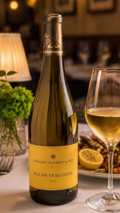 Domaine Guerrin & Fils Mâcon-Vergisson 2024 White Burgundy Chardonnay, beautifully balanced with seafood, salmon and classic French cuisine.