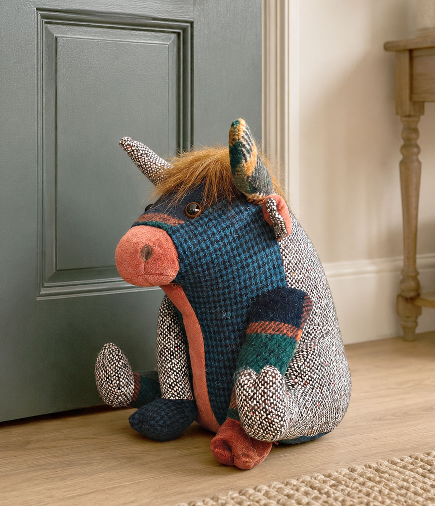 Dora Designs Patchwork Highland Cow Doorstop