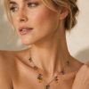 Florentina 14ct gold multicolour gemstone necklace with 62.51ct of faceted gemstones
