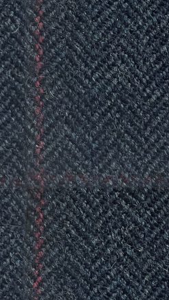 Slate Blue herringbone pure wool cloth with Burgundy Check for Gurteen Cobham jacket