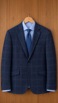 Gurteen Cobham pure wool tweed jacket in Blue Check