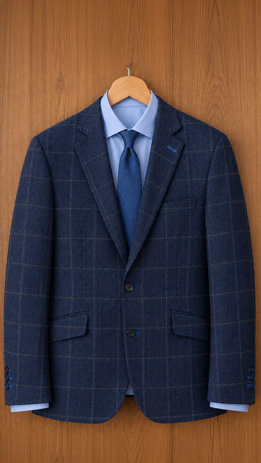 Gurteen Cobham pure wool tweed jacket in Blue Check