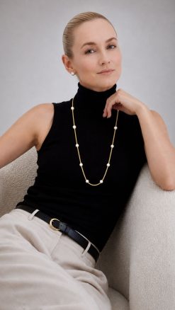 The Mayfair Pearl Necklace set on gold vermeil chain.