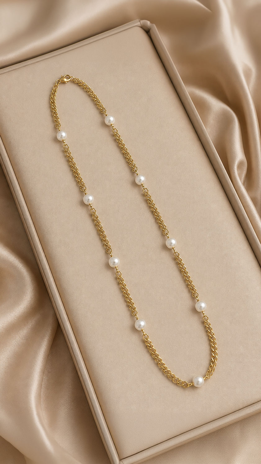 The Mayfair Pearl Necklace | 9mm Natural Pearl & Gold Vermeil Long Necklace - Image 2