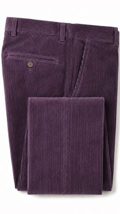 Pytchley pure cotton cord trousers in Lilac – pocket and cord detail